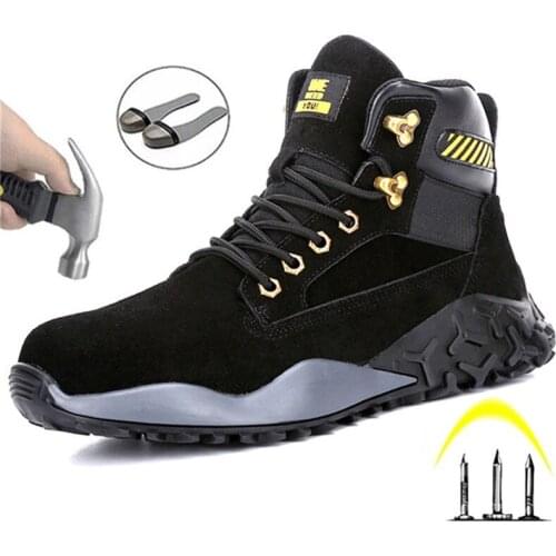 Suede Safety Boots, Anti-Smashing And Anti-Puncture, High-Top Logging Sports Shoes, Comfortable And Cushioning Work Boots