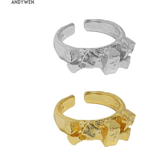 ANDYWEN 925 Sterling Silver Large Irregular Geometric Resizable Rings Adjustable Wedding Party Women Big Fine Jewelry