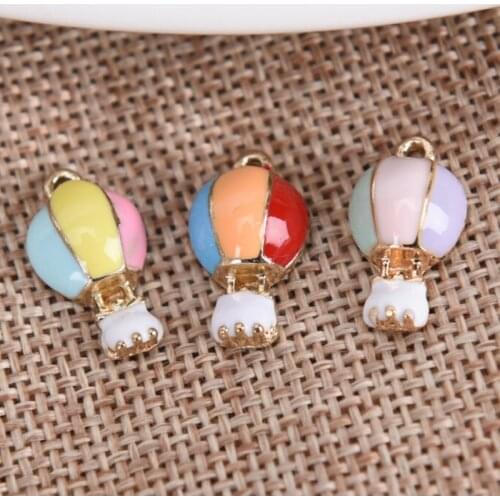 10Pcs/Set Mix Color Fashion Diy Gold Alloy Enamel Hot Air Balloon Charms Metal Pendants For Bracelet Earring Jewelry Making