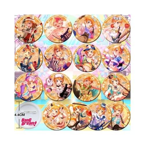 16Pcs Anime BanG Dream! Tsurumaki Kokoro Seta Kaoru Cosplay Bedge Collect Backpack Bags Badge Button Brooch Pin Souvenir Gift 16