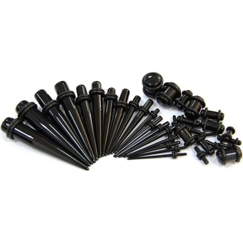 18 Pieces Ear Tapers Full Kit Acrylic Earring Stretcher Tunnel (Black)