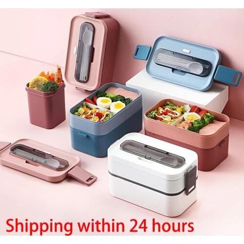 Lunch Box For Kids Japanese-style Double-layer Partitioned New Microwave-heatable Bento Box Portable Food Storage Containers