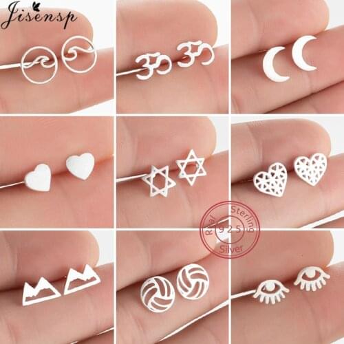 Fashion 925 Sterling Silver Women Earrings Personality OM Symbol Earring Cute Heart Wave Volleyball Eye Earings Korean Jewelry