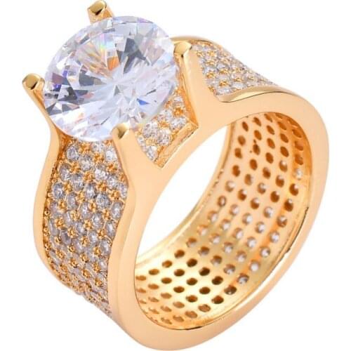 Fashion Hip Hop Bling Ice Out AAA Cubic Zirconia Ring for Men Women Geometric Round CZ Rings High Quality Party Jewelry Gift