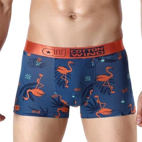 Young Flamingo Fashion Cartoon Man Boxers Cotton Soft High Quality Mens Underwear Christmas U Pouch Sexy Cueca Calzoncillos