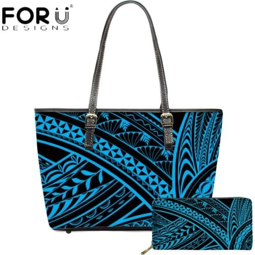 FORUDESIGNS New Arrival Large Capacity Handbag Set For Women Polynesian Tribe Pattern 3D Print Casual Ladies Shoulder Bag Sac