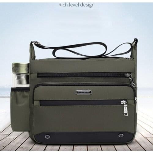 New Mens Outdoor Leisure One-shoulder Bag Fashion Trend Messenger Bag Oxford Cloth Horizontal Book Bag Crossbody Bag