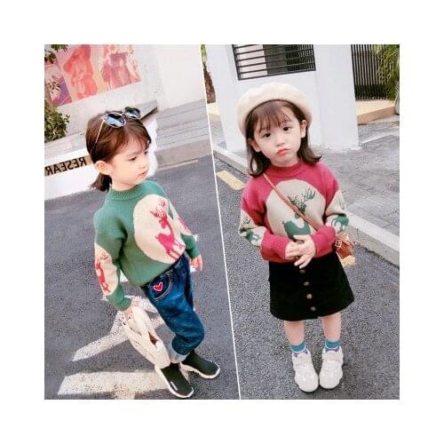 3-7 Yrs Western Style Baby Girls Sweaters Cartoon Deer Knitwear Coat 2019 New Autumn Winter Kids Boys Sweater Childrens Clothes