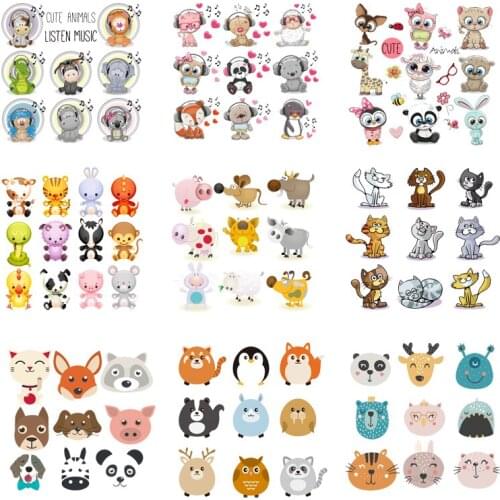 Iron-on Transfers for Clothing Patches for Clothes Animals Stickers Diy Cute Patch Fusible Heat Transfer Vinyl Adhesive Stripe J