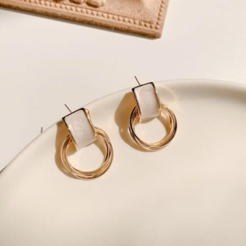 Simple style all-match Golden Circle Metal stud Earrings OL style trendy delicate elegant fashion jewelry Stud Earrings