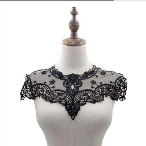 1 Piece Applique Lace Fabric Blouse Costume Decor Accessories DIY Dress Neckline Collar Sewing Trims Beige Green White Black