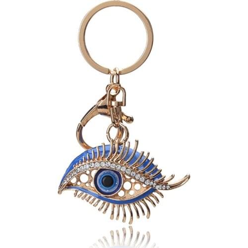 1pc Evil Eye Keychain Lobster Claw Clasp Lucky Eye Jewelry 3 Colors Gold Alloy Crystal Pendant Keyring