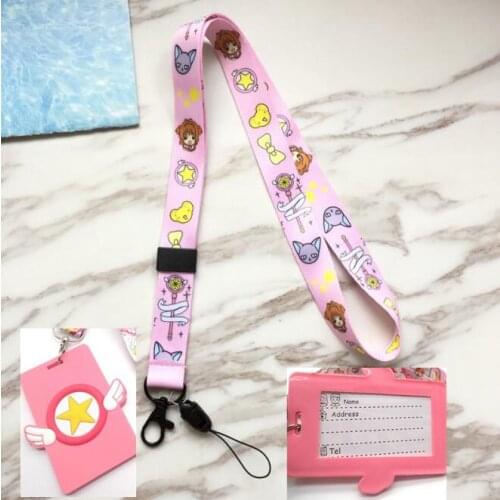 Retail 1 pcs Japanese anime Cardcaptor Sakura High Quality Lanyard Key Chains Gifts Neck Strap Card Bus ID Holders Identity R3