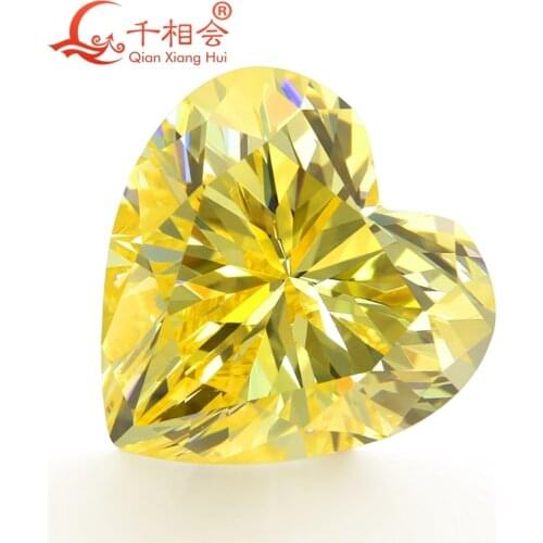 3mm to 15mm Fancy Yellow color heart shape good quality cubic zirconia loose stone cz stone