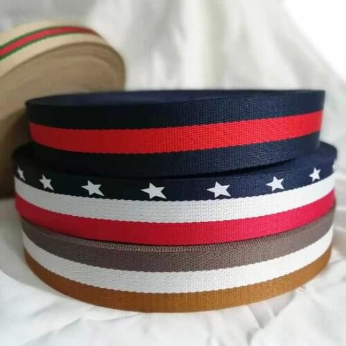 38Mm Navy Blue Khaki White Red Thick Polyester Cotton Striped Ribbon Twill Heavy Weight Bag Purse Tote Straps Totes Belt