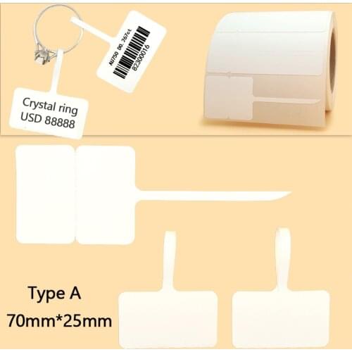500Pcs Blank Price Label Stickers Jewelry Tags Thermal Paper Label Hang Tag for Earring Ring Necklace Bracelet Glasses 70*30
