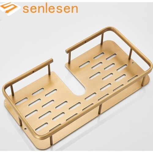 Senlesen European Antique Bathroom Shelf Bathroom Pendant All Copper Bathroom Cosmetic Shelf Double Basket