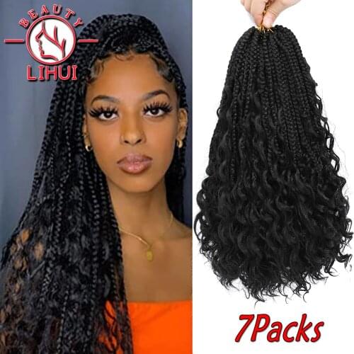 Goddess Box Braids Crochet 3X Bohemian Crochet Box Braids Crochet Box Braids Synthetic Crochet Braids Ladies Hair Extensions 7 P