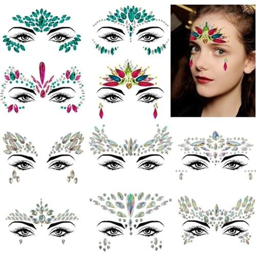 Face Gems, 1 Sets Mermaid Face Jewels Festival Gems Rhinestones Rave Eyes Body Temporary Stickers Crystal Stickers Decorations