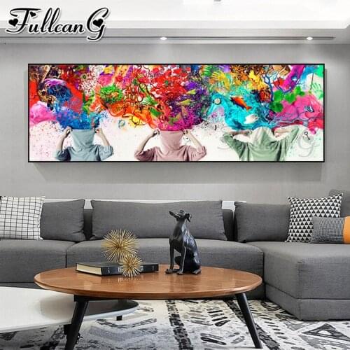 FULLCANG Abstract Colorful art diy 5d full square round drill diamond embroidery sale large mosaic painting home decor FC3559