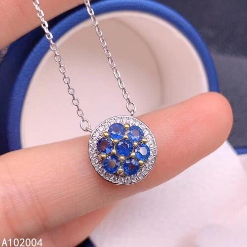 KJJEAXCMY Fine Jewelry 925 Sterling Silver inlaid Natural sapphire Female new Pendant Necklace noble Support test hot selling
