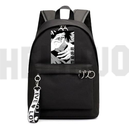 Jujutsu Kaisen Backpack Kawaii School Bags for Teenage Girls Mochila Women Kawaii Travelbags with Chains Softback Zipper Bookbag