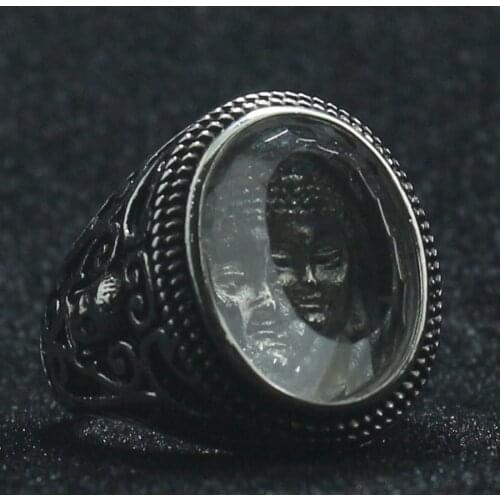 Unisex 316L Stainless Steel Cool Newest Silver-Color Buddha Newest Ring