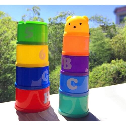 Building Blocks Stack Cup Children Educational Toys Gifts Rainbow Stacking Mini Toy Tower Bear Toy Fun Stacking Cups Cups F L5H0