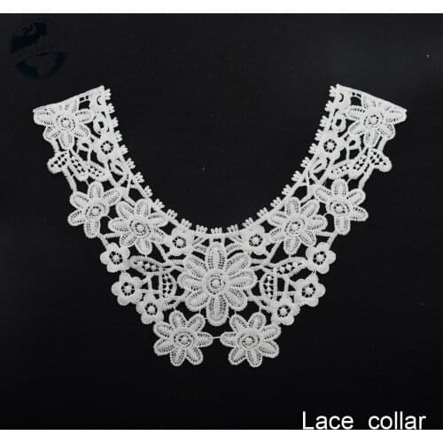 Lace false collar white embroidered fake lace collar trim diy women applique sewing supplies african guipure lace collars#3633