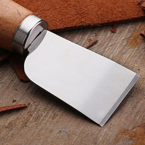 DIY Leathercraft Tool Wooden Handle Stainless Steel Leather Cutting Knife E56C