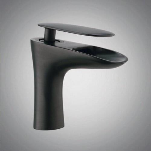 Copper wash basin faucet waterfall, Oil Rubbed Bronze basin faucet hot and cold, Bathroom sink basin faucet water tap black