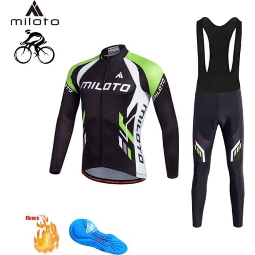 MILOTO Winter Thermal Fleece Cycling Sets 2019 Men Bike Clothing Conjunto Ciclismo Mountain Bike Wear Outdoor Long Bicycle Pants
