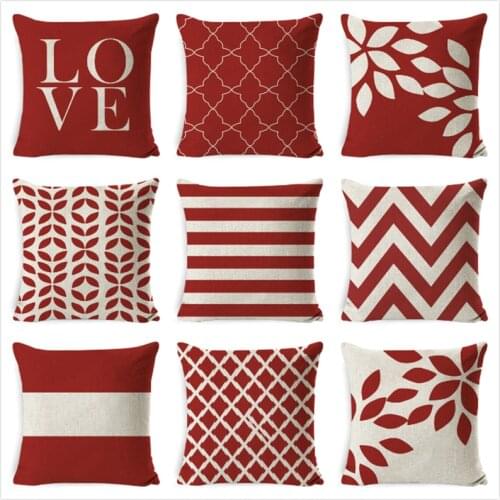 Geometry Cushion Cover Home Decor Pillow Case Red Geometric Throw Pillowcase Decorative Pillows For Sofa Seat Cushion 45x45cm