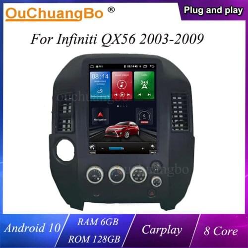 Ouchuangbo Android 10 Car GPS stereo radio Tesla Style For Infiniti QX56 Armada 2003-2009 With 128GB 8 Core Carplay 4G WIFI
