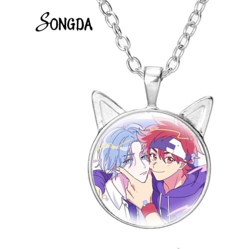 Anime SK8 The Infinity Cosplay Cat Ear Necklace For Women Girls Round Pendant Necklace Chain Glass Dome Kawaii Unisex Jewelry