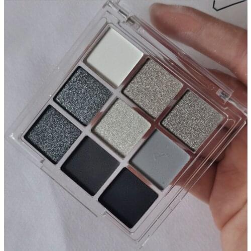 9 Colors Eyeshadow Palette Cool Toned Black Smokey Palette Matte Glitter Eyeshadow Palette Smoky Eye Shadow Eye Pigments Palett