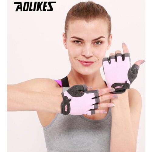 AOLIKES 1 Pair Half Finger Gym Gloves Fitness Glove Unisex Adult Wrist Weightlifting Gear Exercise for Men & Women