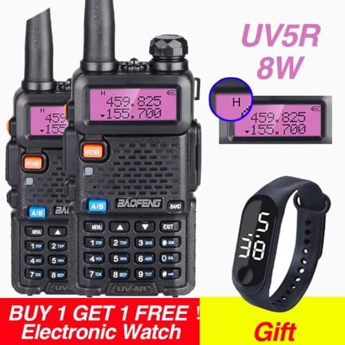 2pcs 8W Walkie Talkie10km Baofeng UV5R VHF UHF Portable Ham CB Radio Dual Band FM Transceiver UV-5R Two Way Radio Amateur Radio