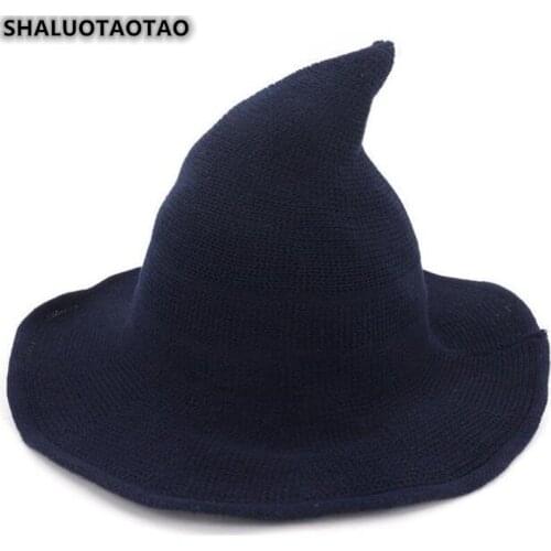 SHALUOTAOTAO New Wizard Cap Female Halloween Personality Knitting Trend Shading Sun Protection Sombrero Brand Fishermans Hat