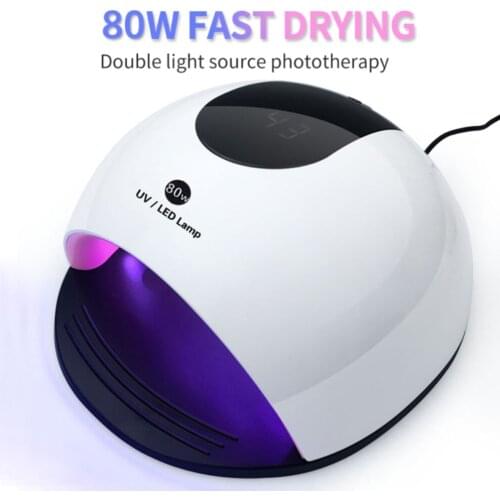 80W Nail Dryer Polish Gel Dual Light Source Manicure Machine for Curing Nail Gel Art Salon Tool Nail Lamp High Power Nail