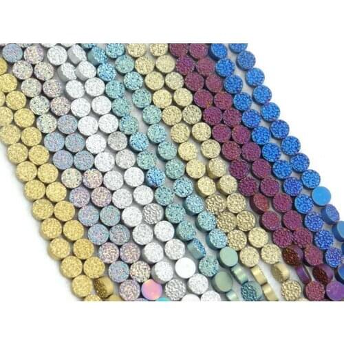 Titanium Hematite Gem oblate Loose Beads loose beads 8mm 15'' Strand making jewelry H39