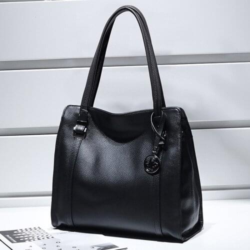 Quenya brand high quality soft Genuine leather large pocket casual handbag womens handbag shoulder bag large capacity handbag