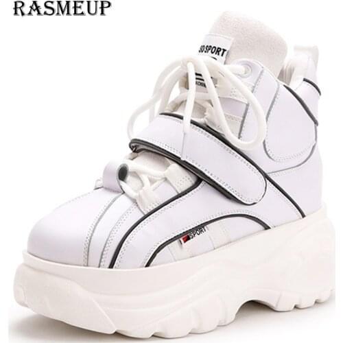RASMEUP Womens Platform Sneakers Women Dad Shoes 2019 Brand Fashion Silver White Pink Increase Shoes Casual Woman Footwear