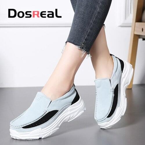 Dosreal 2020 Autumn Women Flats Platform Shoes Ladies Suede Leather Flat Shoes Women Slip On Casual Chunky Sneakers Moccasins