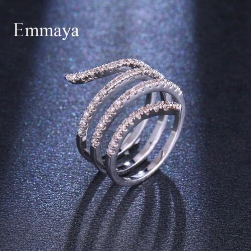 Emmaya New Design For Female Spiral Shape Cubic Zircon Ring Adjustable Attractive Gifts In Weeding Party Fashion Trend