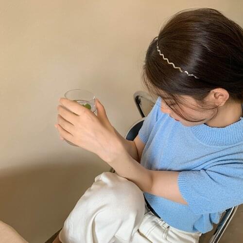 1Pcs New Fashion Women Gold Metal Wave Bending Hairbands Geometric Thin Headbands Elegant Headdress For Daily Party Hair Hoop