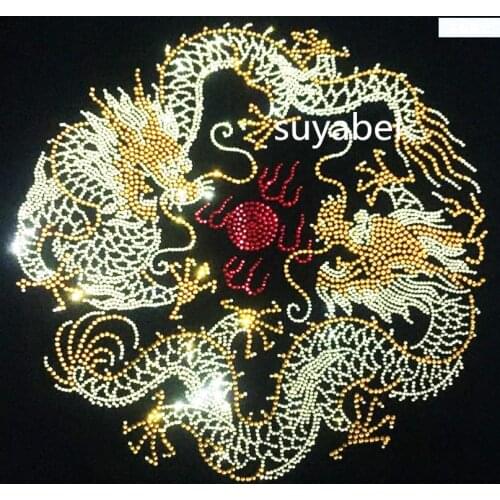 2pcs/lot dragon iron on transfers motif hot fix rhinestone hot fix rhinestone motif designs rhinestones fix sweater coat