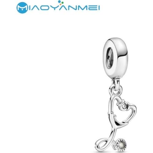 2020 Autumn New 925 Sterling Silver Plain Silver Stethoscope Dangle Charms Fit Original Pandora Bracelets Women DIY Gift Pendant