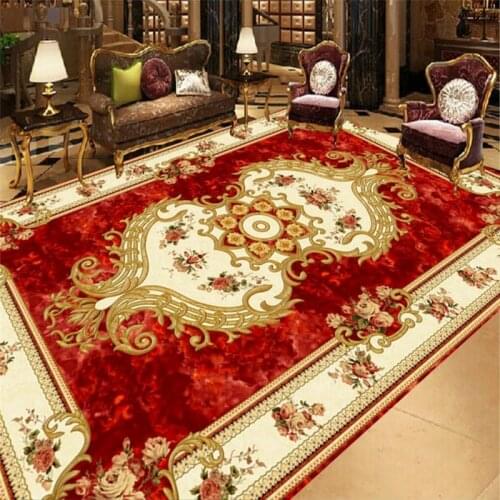 Beibehang Red stone pattern European carpet Custom 3D Floor Wallpaper Bathroom Kitchen 3D Floor Mural Self-adhesive Wall paper