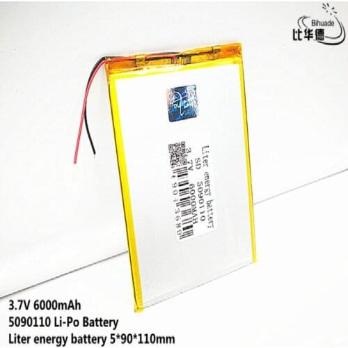 5pcs Liter energy battery 3.7V,6000mAH 5090110 (polymer lithium ion battery) Li-ion battery for tablet pc 8 inch 9 inch 10 inch